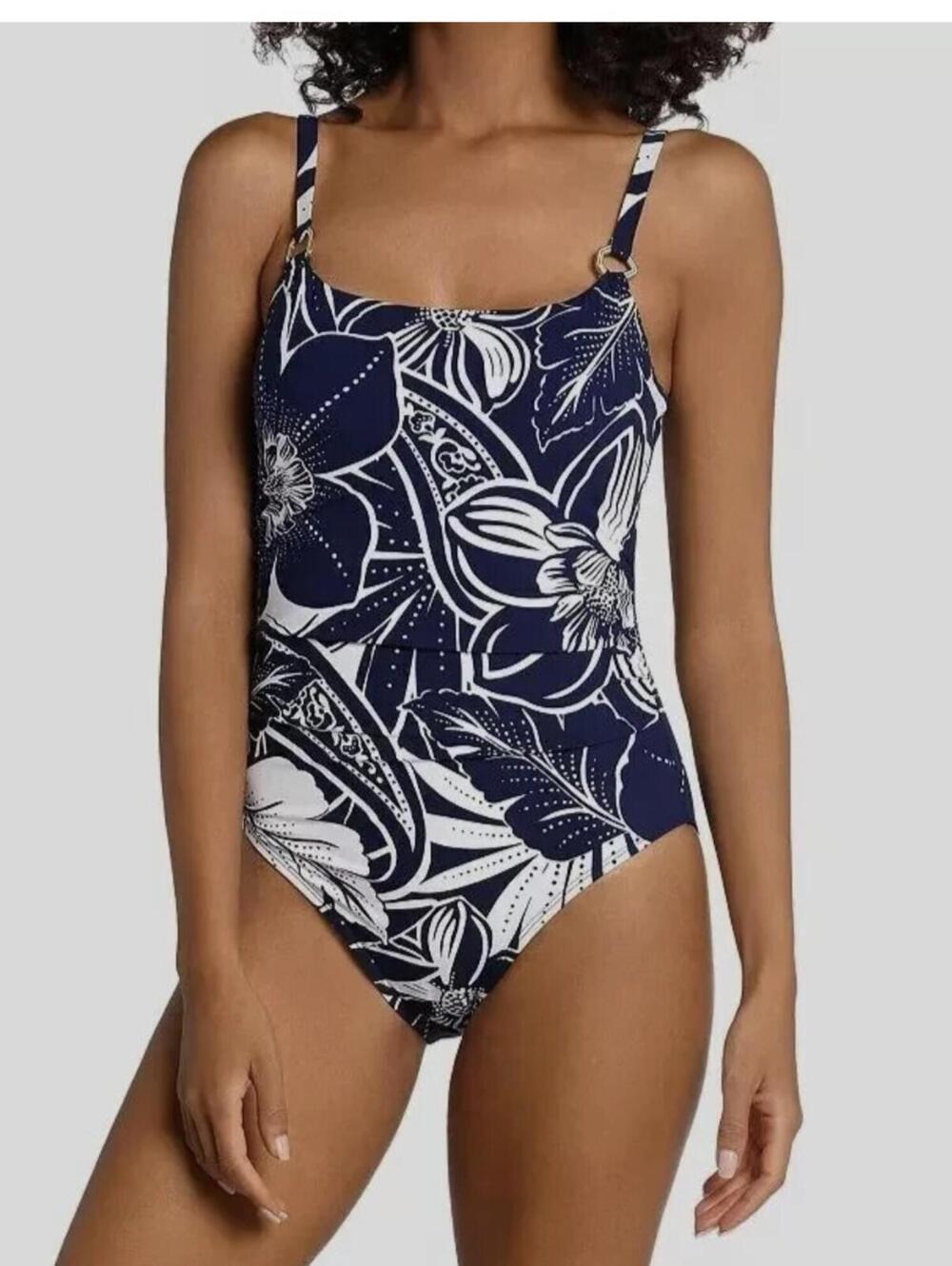 La Blanca Playa Mio Swimsuit Blue White‎ Size 6/M Tummy Control